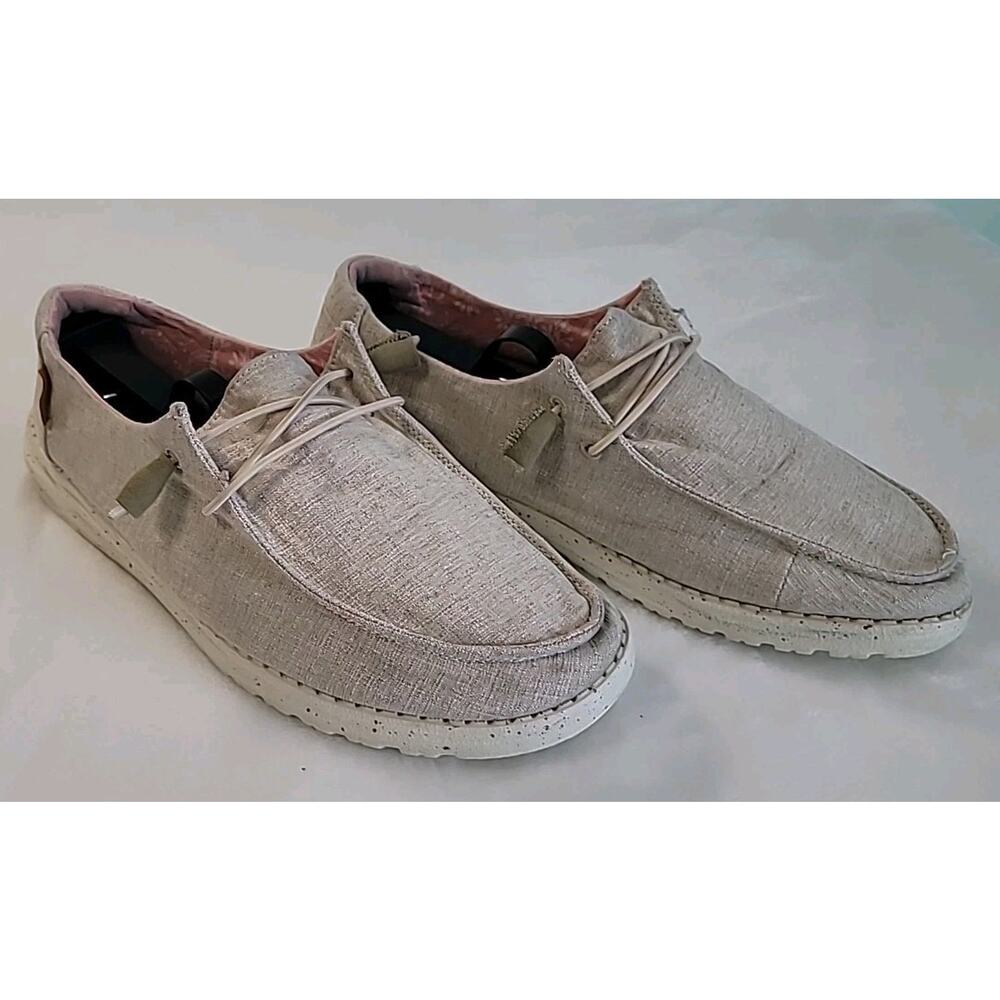 Hey Dude Wendy Chambray White Nut Slip On 10